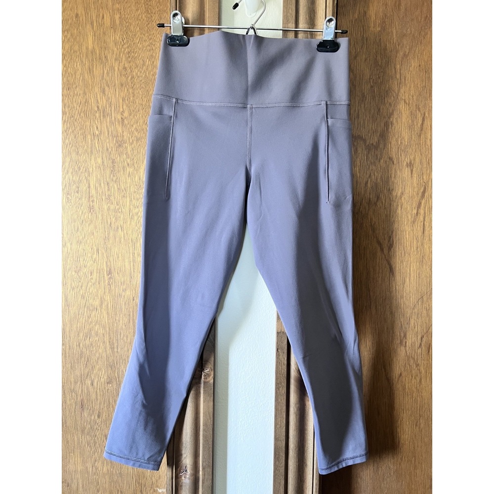ATHLETA-Woman's Grey Wide Waist Band Pockets Leggings Size M